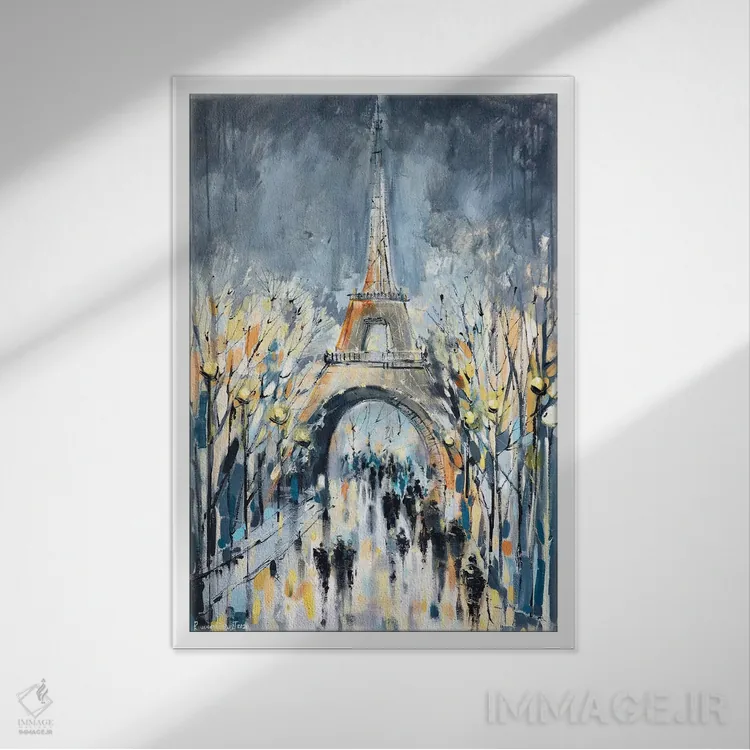 تابلو مدرن پاریس اثر ایرینا رومیانسه وا - نمای قابدار سفید