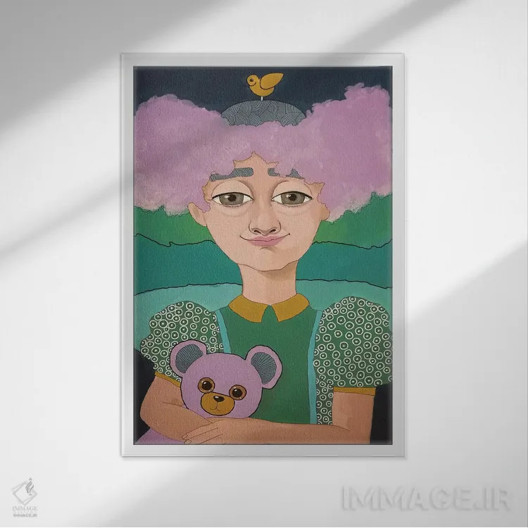 تابلو دکوراتیو پشمک اثر ایرینا پاندوا - نمای قابدار سفید