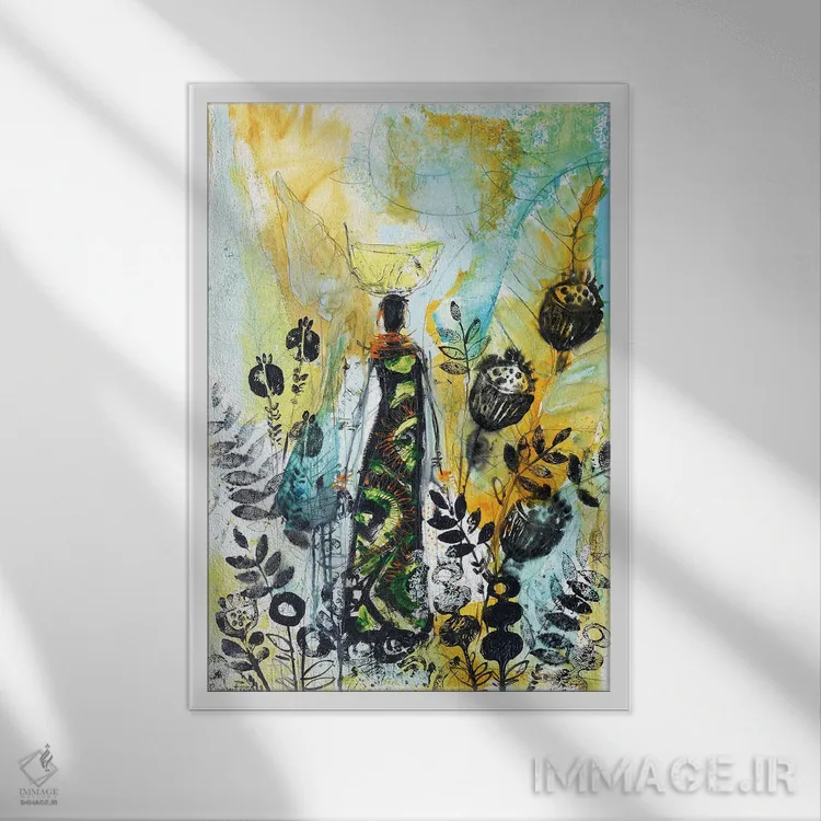 تابلو دکوراتیو زنان قبیله ای آفریقایی ۶ اثر ایرینا رومیانسه وا - نمای قابدار سفید
