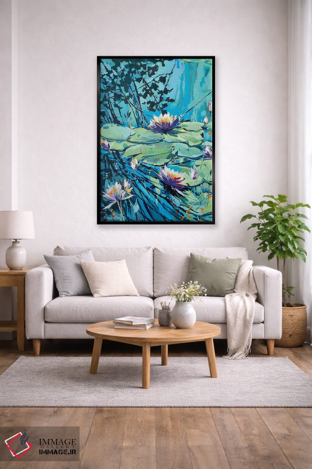 تابلو دکوراتیو نیلوفرهای آبی شکوفه دار ۲ اثر ایرینا رومیانسه وا - D1B