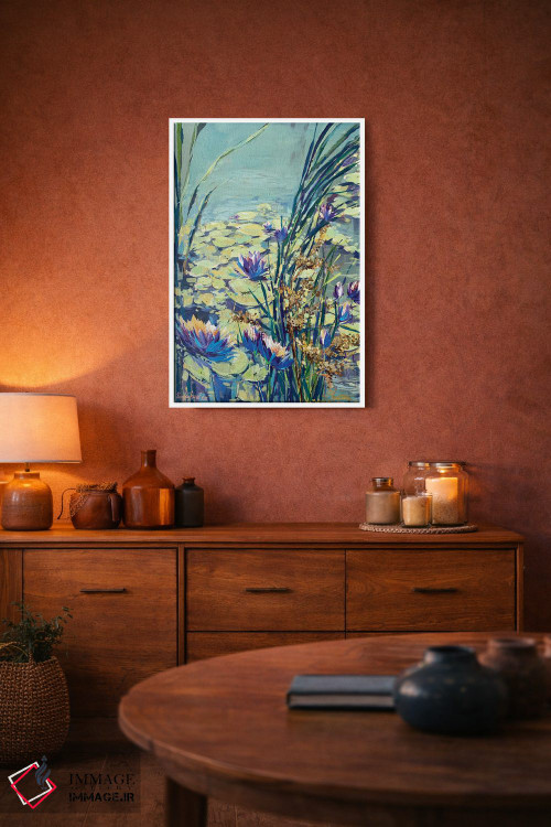 تابلو دکوراتیو نیلوفرهای آبی شکوفه دار اثر ایرینا رومیانسه وا - D2W