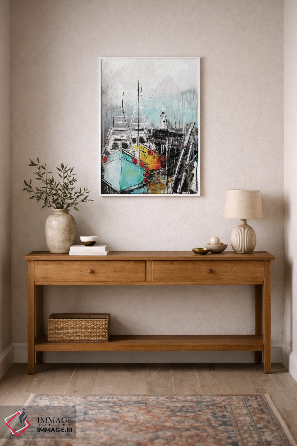 تابلو دکوراتیو قایق های بادبانی در بندرگاه اثر ایرینا رومیانسه وا - D1W