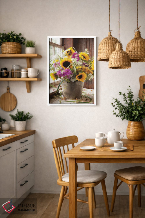 تابلو دکوراتیو گل های وحشی در سطل اثر اروین هوور - D2W