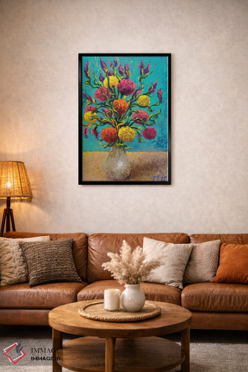 تابلو دکوراتیو گلدان تازه رنگ شده اثر آیریس اسکات - D2B