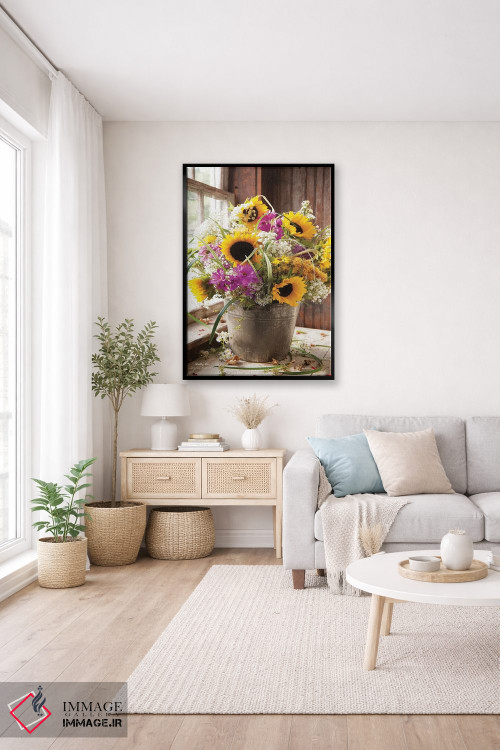 تابلو دکوراتیو گل های وحشی در سطل اثر اروین هوور - D3B