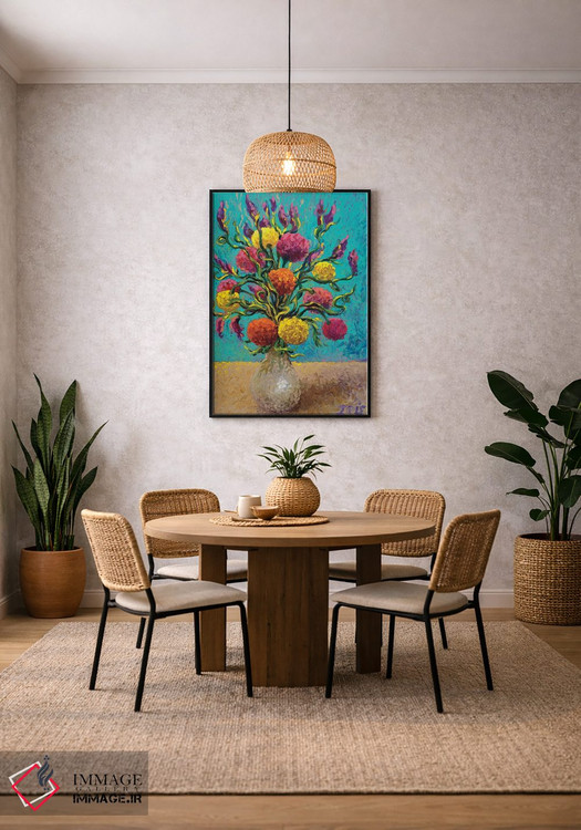 تابلو دکوراتیو گلدان تازه رنگ شده اثر آیریس اسکات - D3B