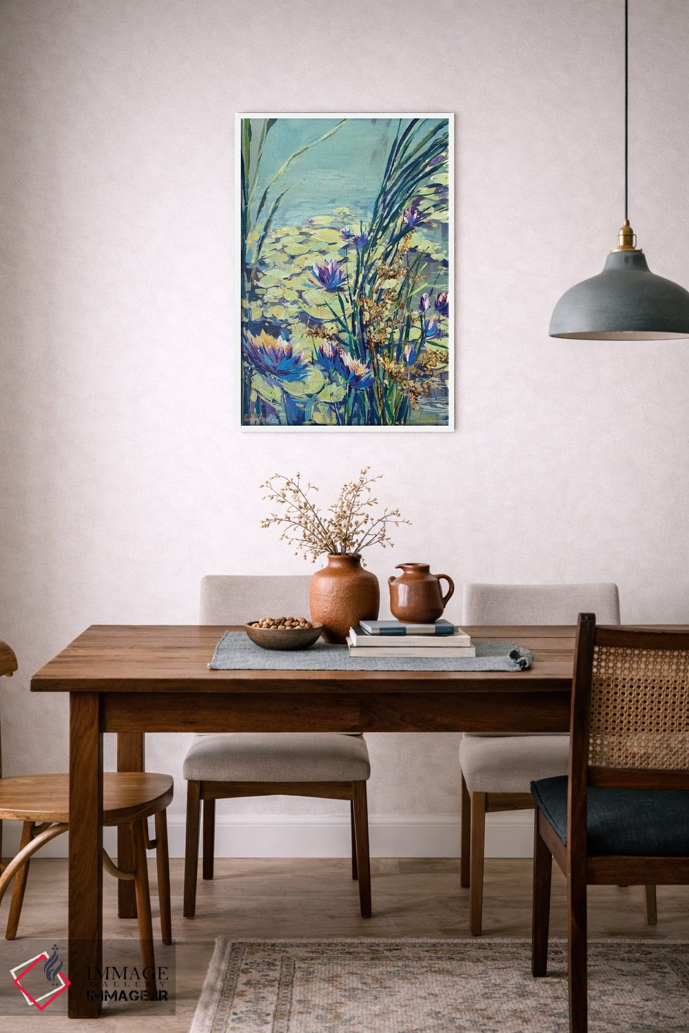تابلو دکوراتیو نیلوفرهای آبی شکوفه دار اثر ایرینا رومیانسه وا - D5W