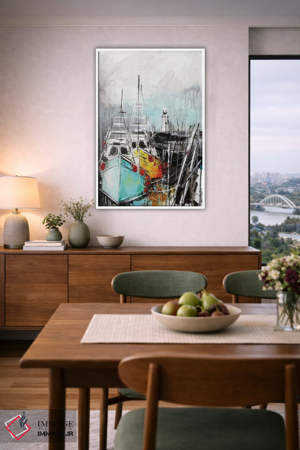 تابلو دکوراتیو قایق های بادبانی در بندرگاه اثر ایرینا رومیانسه وا - D6W