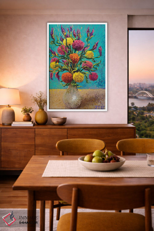 تابلو دکوراتیو گلدان تازه رنگ شده اثر آیریس اسکات - D6W