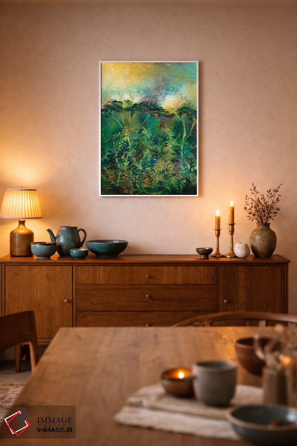 تابلو دکوراتیو شکوفه کنگر فرنگی اثر آیریس اسکات - D5W