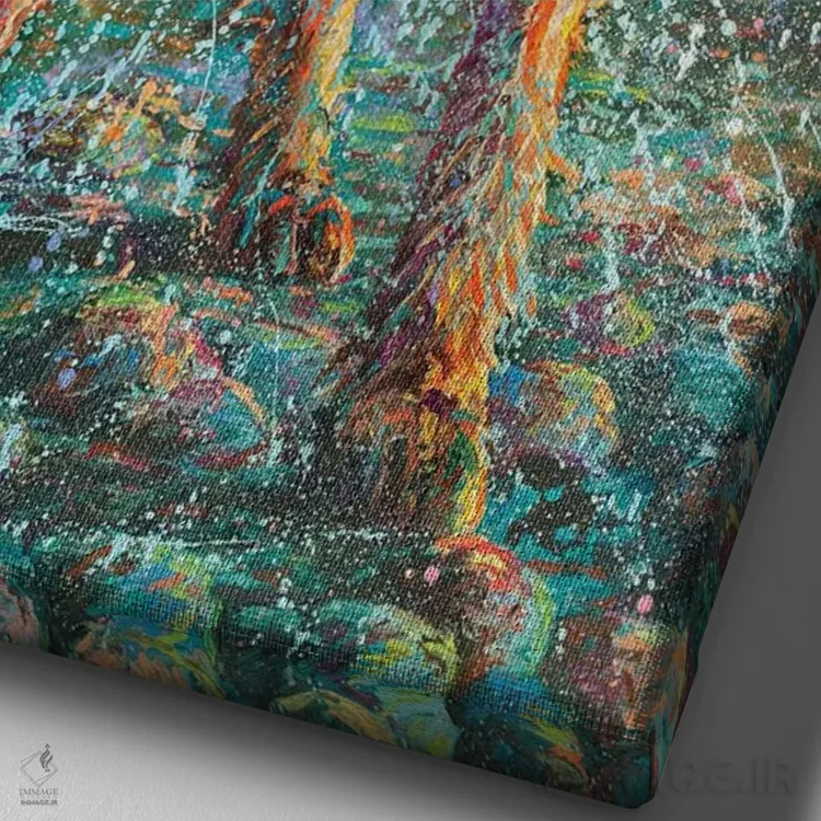 تابلو دکوراتیو نخ های منجوق دار اثر آیریس اسکات - نمای نزدیک بافت بوم
