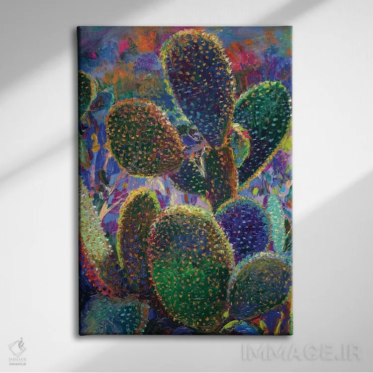 تابلو دکوراتیو کاکتوس شبانه اثر آیریس اسکات - نمای روبهرو روی دیوار