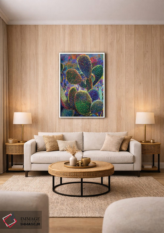 تابلو دکوراتیو کاکتوس شبانه اثر آیریس اسکات - D1W