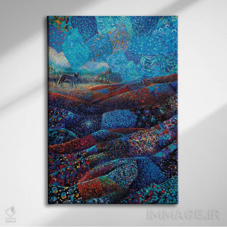 تابلو دکوراتیو کایوتیل اثر آیریس اسکات - نمای روبهرو روی دیوار