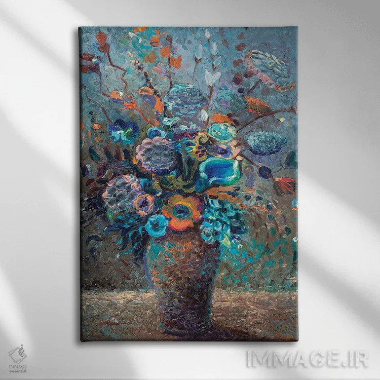 تابلو دکوراتیو سبزی خردل اثر آیریس اسکات - نمای روبهرو روی دیوار