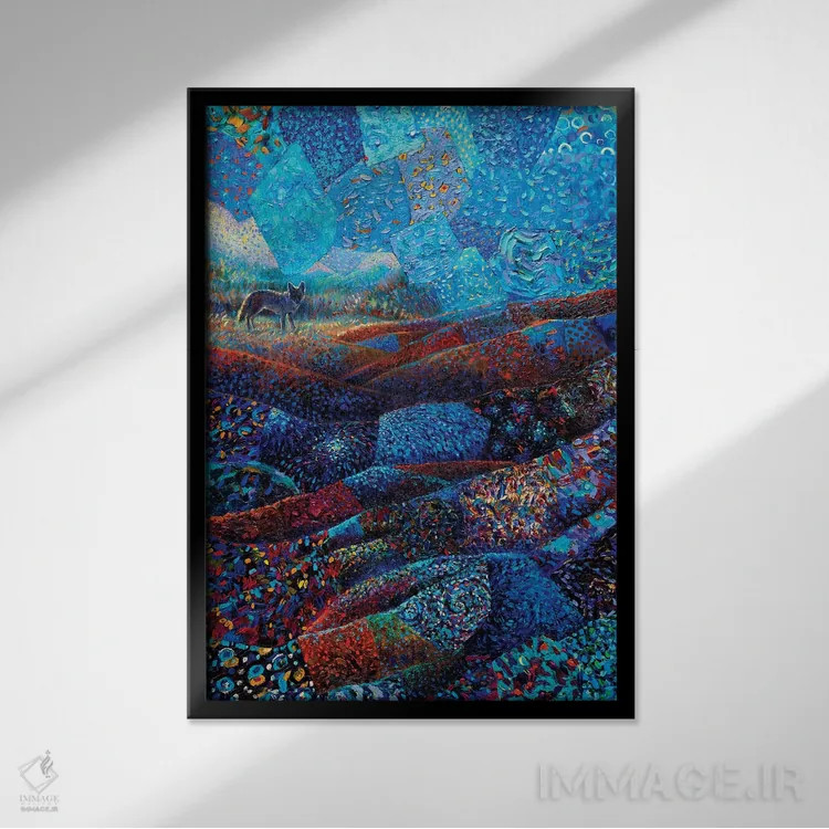 تابلو دکوراتیو کایوتیل اثر آیریس اسکات - نمای قابدار مشکی