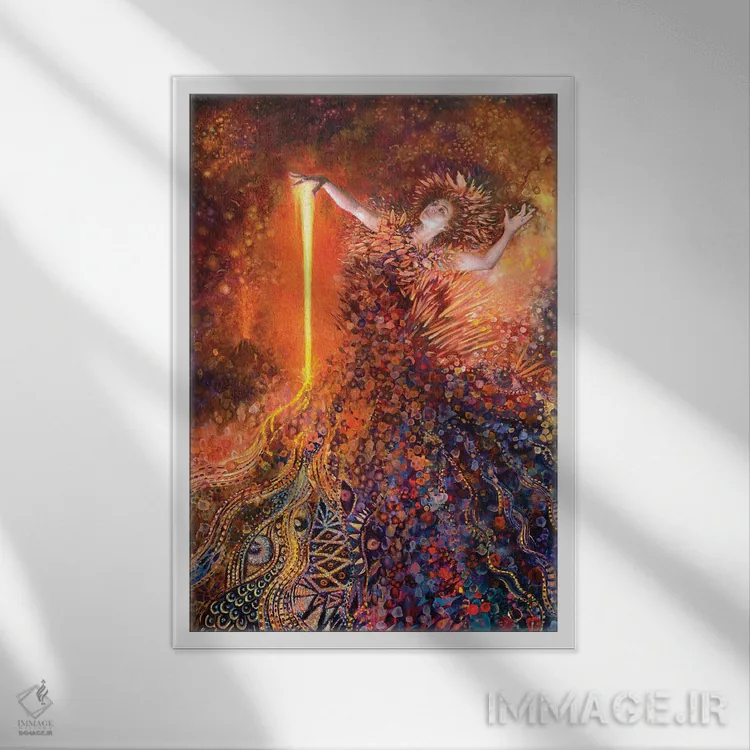 تابلو دکوراتیو الهه آتش اثر آیریس اسکات - نمای قابدار سفید