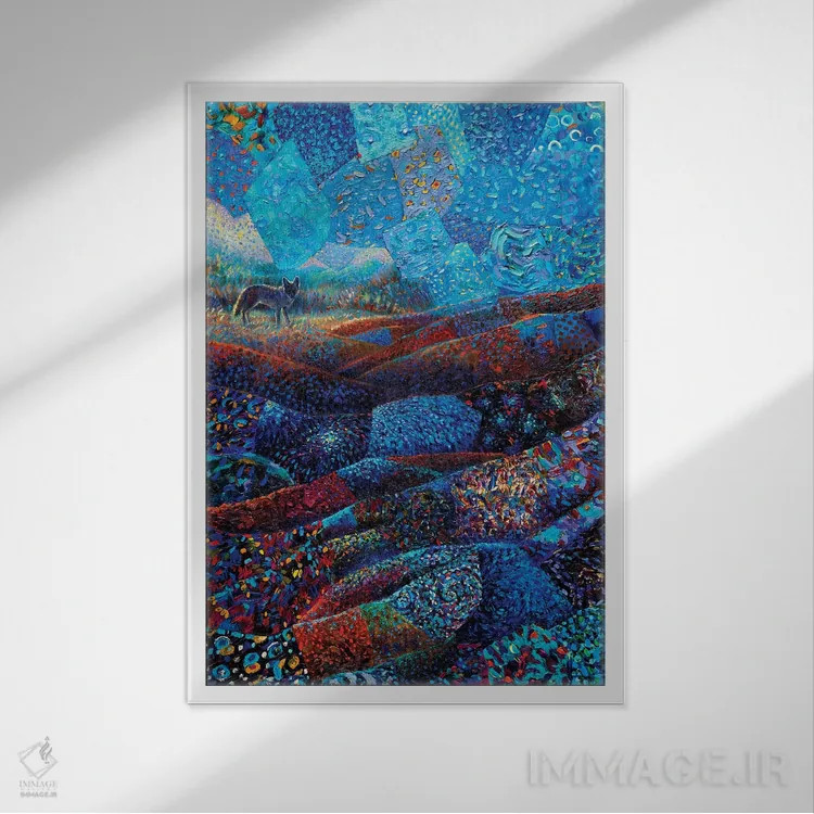 تابلو دکوراتیو کایوتیل اثر آیریس اسکات - نمای قابدار سفید