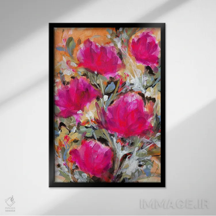تابلو انتزاعی شکوفا شو، به هر حال اثر ایزابل کراوزه - نمای قابدار مشکی