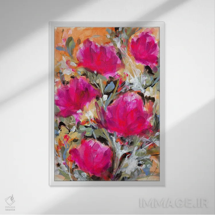 تابلو انتزاعی شکوفا شو، به هر حال اثر ایزابل کراوزه - نمای قابدار سفید