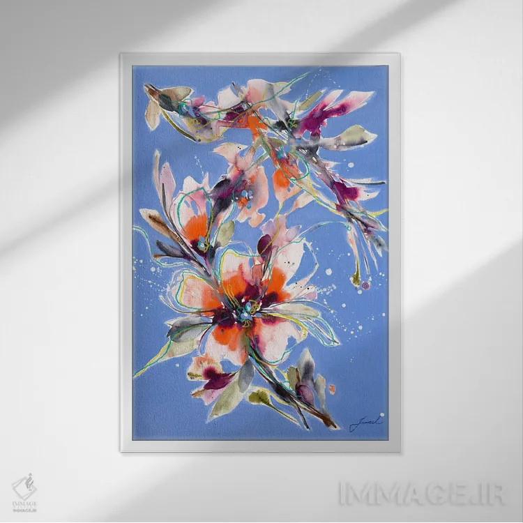 تابلو انتزاعی رویاهای جدید I اثر ایزابل کراوزه - نمای قابدار سفید