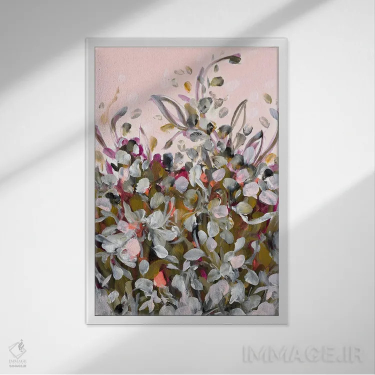 تابلو انتزاعی سرخ شدن اثر ایزابل کراوزه - نمای قابدار سفید
