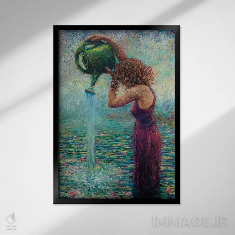 تابلو دکوراتیو نیلوفرهای آبی تشنه اثر آیریس اسکات - نمای قابدار مشکی