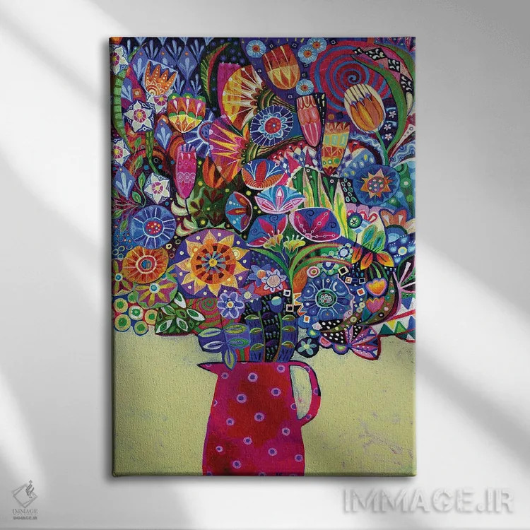 تابلو دکوراتیو شادی در یک ظرف اثر ایماجن اسکیلی - نمای روبهرو روی دیوار