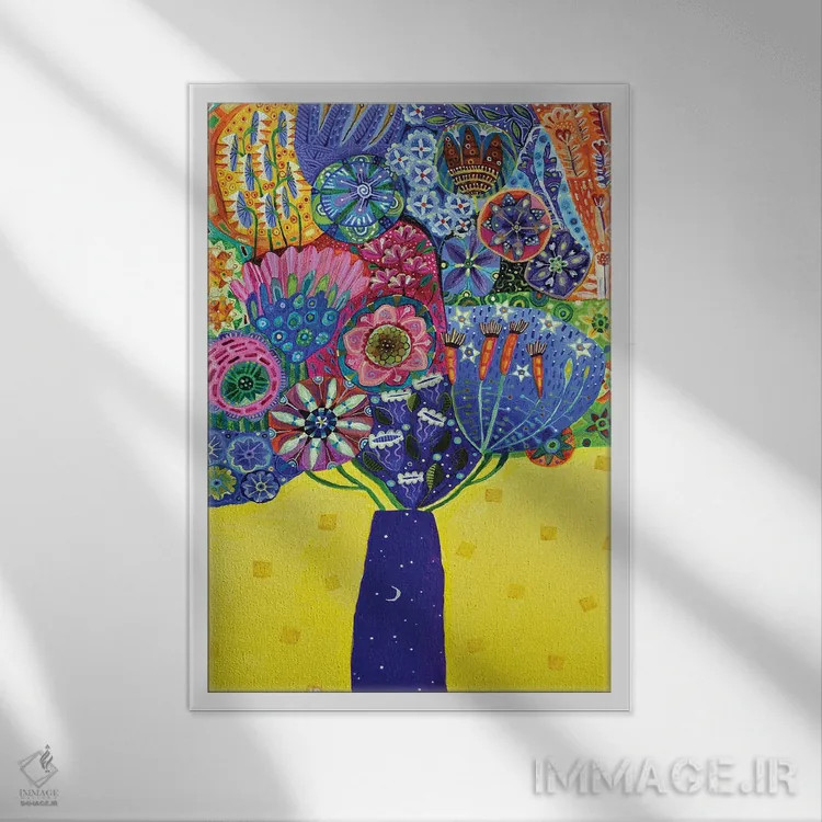 تابلو دکوراتیو آسمان شب اثر ایماجن اسکیلی - نمای قابدار سفید