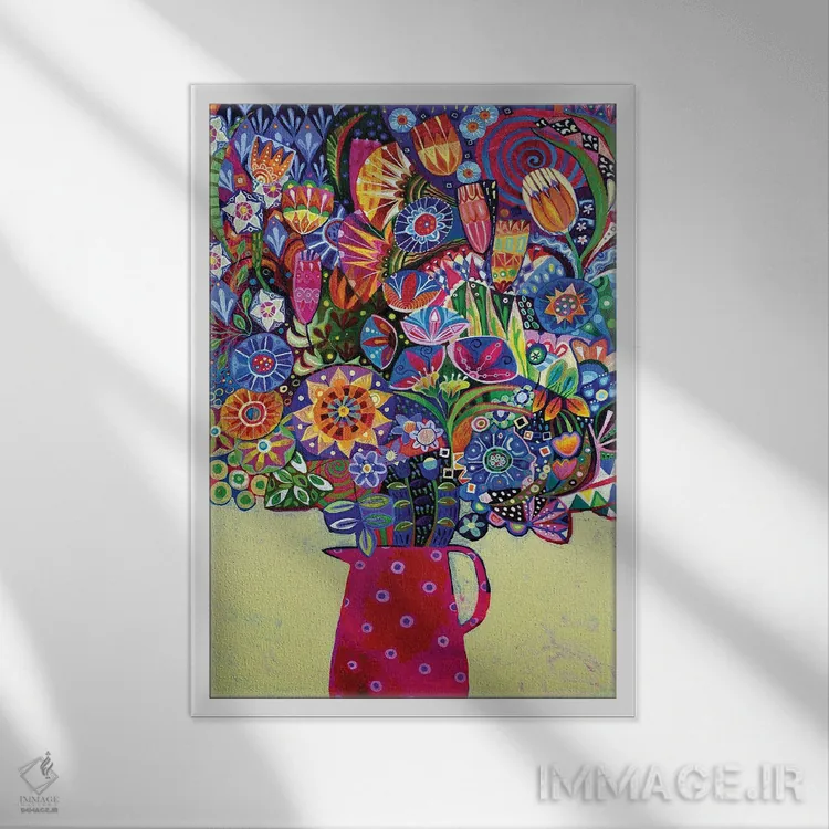تابلو دکوراتیو شادی در یک ظرف اثر ایماجن اسکیلی - نمای قابدار سفید
