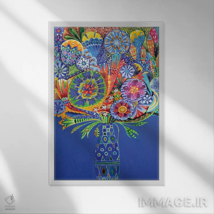 تابلو دکوراتیو گلدان هندسی II اثر ایماجن اسکیلی - نمای قابدار سفید
