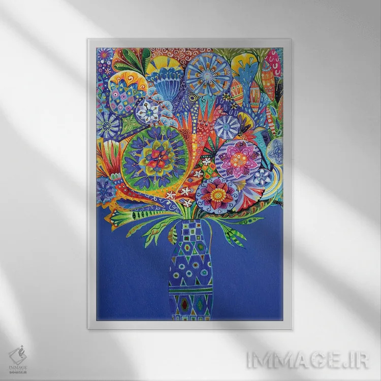 تابلو دکوراتیو گلدان هندسی II اثر ایماجن اسکیلی - نمای قابدار سفید