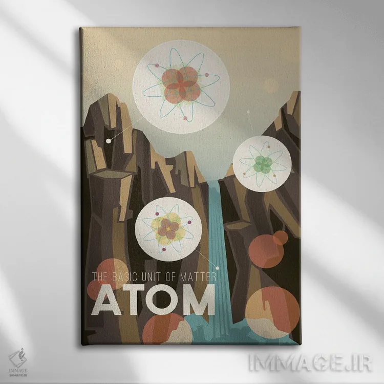 تابلو دکوراتیو A برای اتم است اثر میسی ایمز - نمای روبهرو روی دیوار