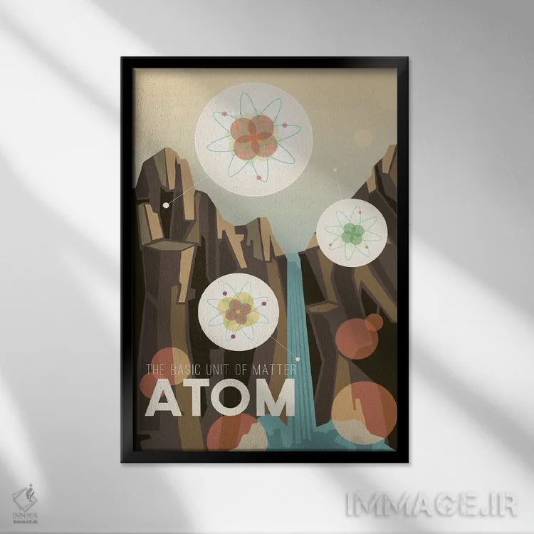 تابلو دکوراتیو A برای اتم است اثر میسی ایمز - نمای قابدار مشکی