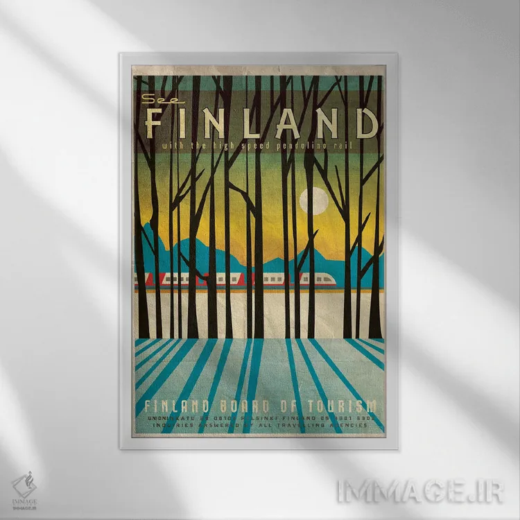 تابلو دکوراتیو فنلاند-پندولینو اثر میسی ایمز - نمای قابدار سفید