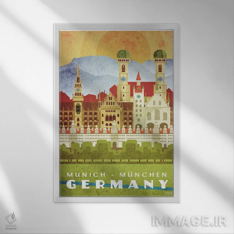 تابلو دکوراتیو آلمان-مونیخ اثر میسی ایمز - نمای قابدار سفید
