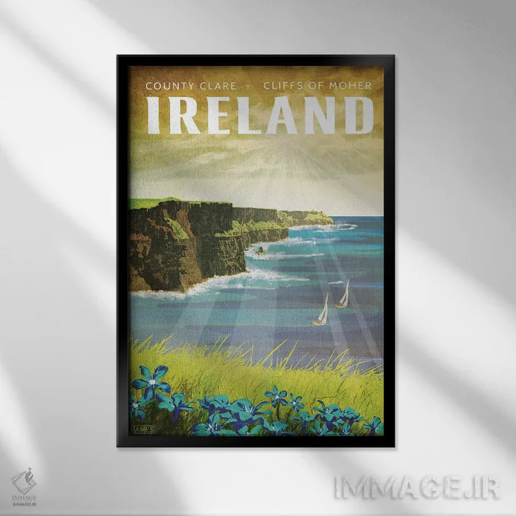 تابلو دکوراتیو ایرلند-صخره های موهر اثر میسی ایمز - نمای قابدار مشکی