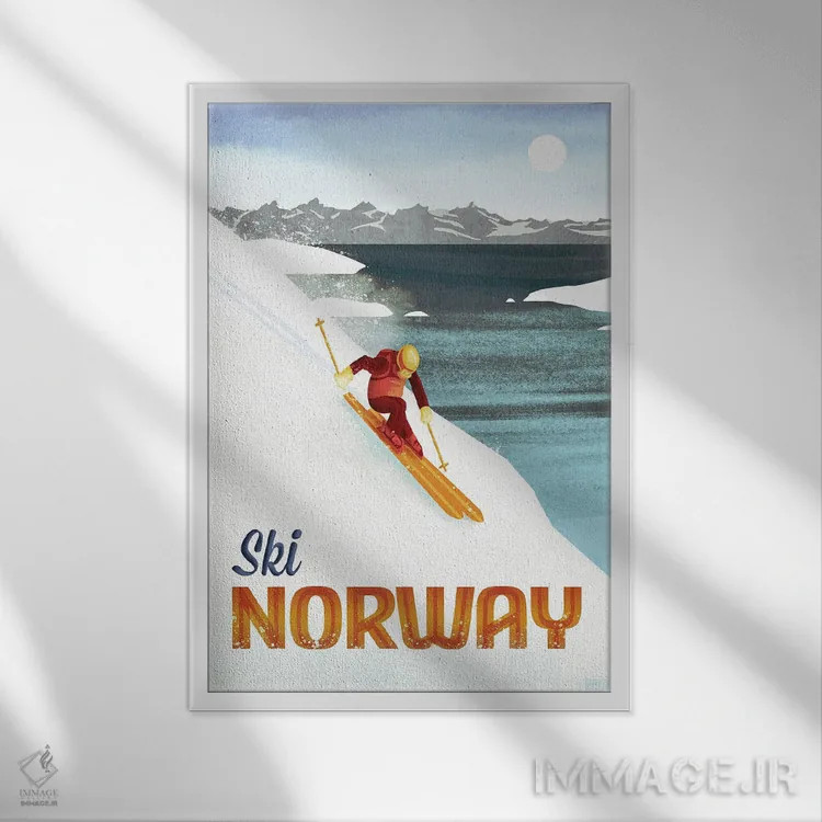 تابلو دکوراتیو نروژ-اسکی اثر میسی ایمز - نمای قابدار سفید