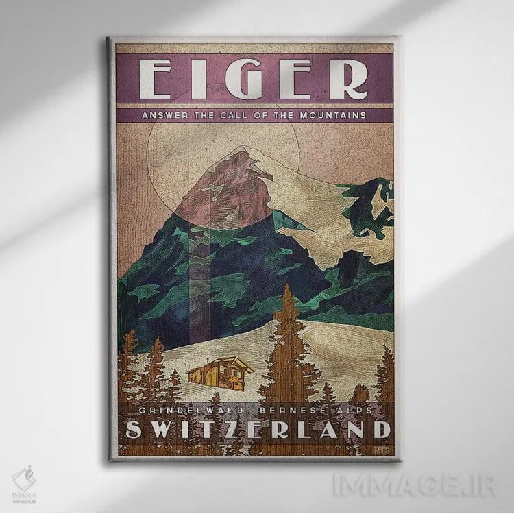 تابلو دکوراتیو سوئیس-آیگر اثر میسی ایمز - نمای روبهرو روی دیوار