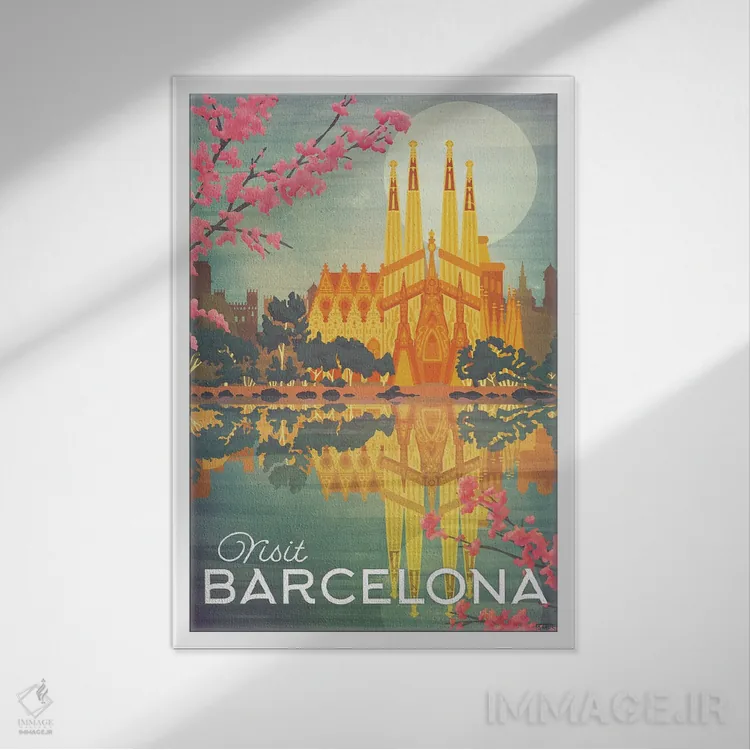 تابلو دکوراتیو اسپانیا-بارسلونا اثر میسی ایمز - نمای قابدار سفید