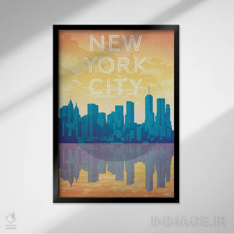 تابلو دکوراتیو آمریکا-نیویورک سیتی اثر میسی ایمز - نمای قابدار مشکی