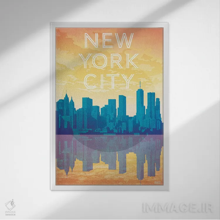 تابلو دکوراتیو آمریکا-نیویورک سیتی اثر میسی ایمز - نمای قابدار سفید