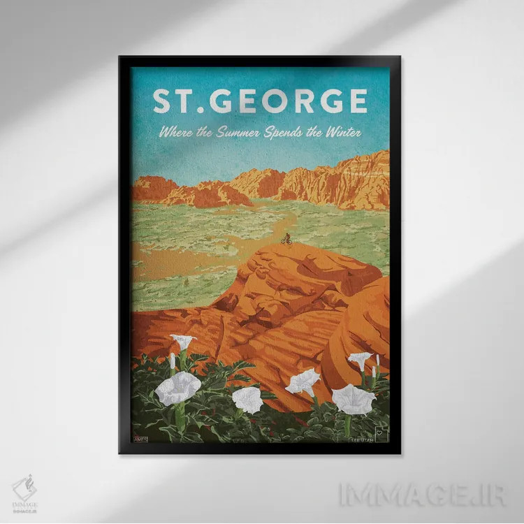 تابلو دکوراتیو آمریکا-یوتا سنت جورج اثر میسی ایمز - نمای قابدار مشکی