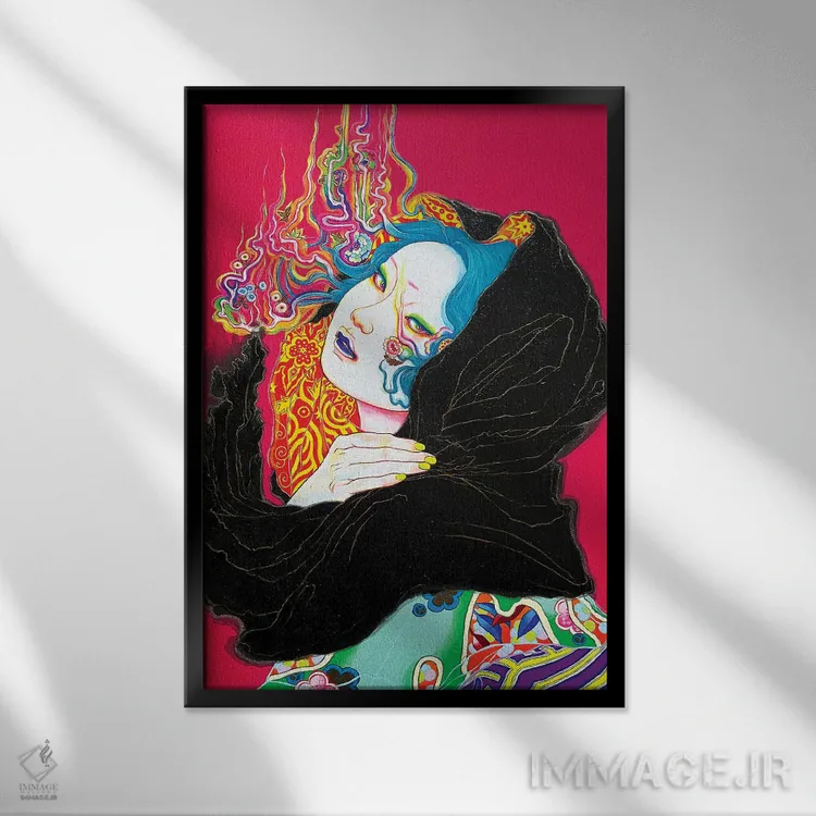تابلو دکوراتیو نشت شعله اثر ایتو چیئکو - نمای قابدار مشکی