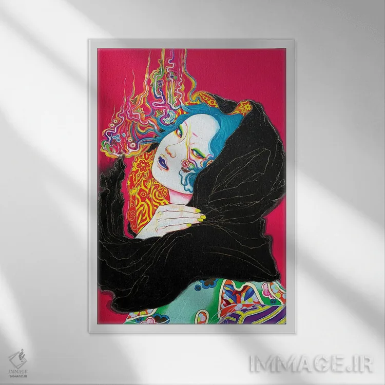 تابلو دکوراتیو نشت شعله اثر ایتو چیئکو - نمای قابدار سفید