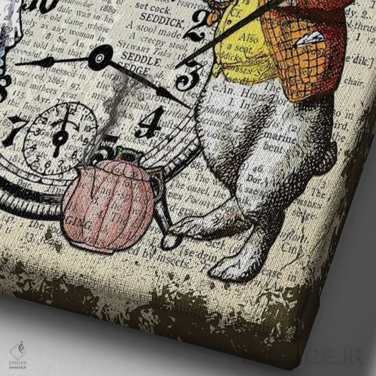 تابلو دکوراتیو آلیس در سرزمین عجایب "یک ثانیه" اثر این د فریم شاپ - نمای نزدیک بافت بوم