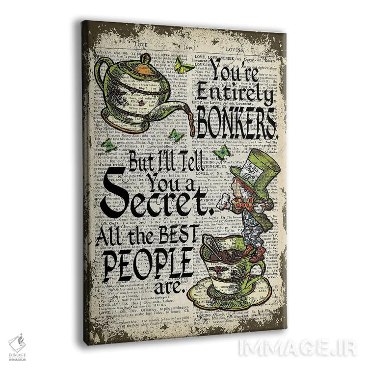 تابلو دکوراتیو آلیس در سرزمین عجایب "کلاه دوز دیوانه / دیوانه" اثر این د فریم شاپ - نمای پرسپکتیو محصول