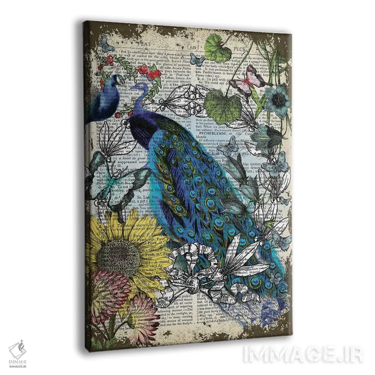 تابلو دکوراتیو طاووس ها اثر این د فریم شاپ - نمای پرسپکتیو محصول