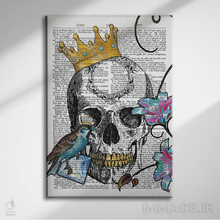 تابلو دکوراتیو شاه پرنده آبی اثر این د فریم شاپ - نمای روبهرو روی دیوار