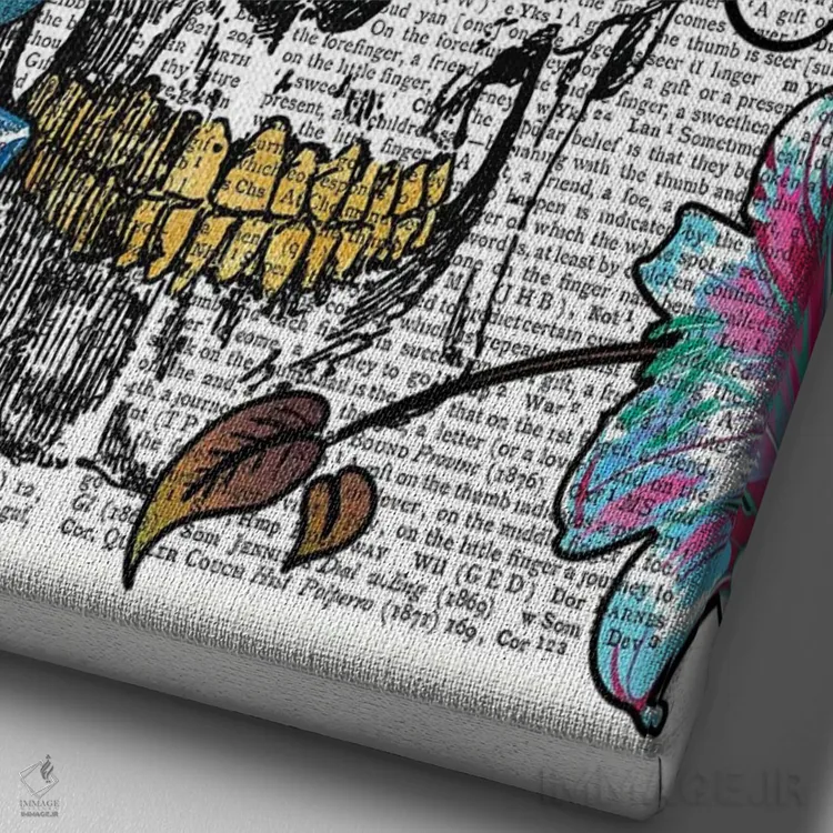 تابلو دکوراتیو شاه پرنده آبی اثر این د فریم شاپ - نمای نزدیک بافت بوم